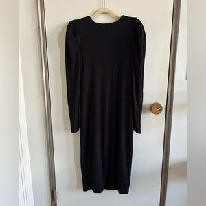 Express Puff Sleeve Rib Knit Midi Dress